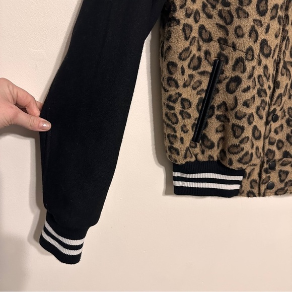 Straight To Hell Ace Leopard Bomber Varsity Jacket Wool Blend Size XS - Picture 3 of 7